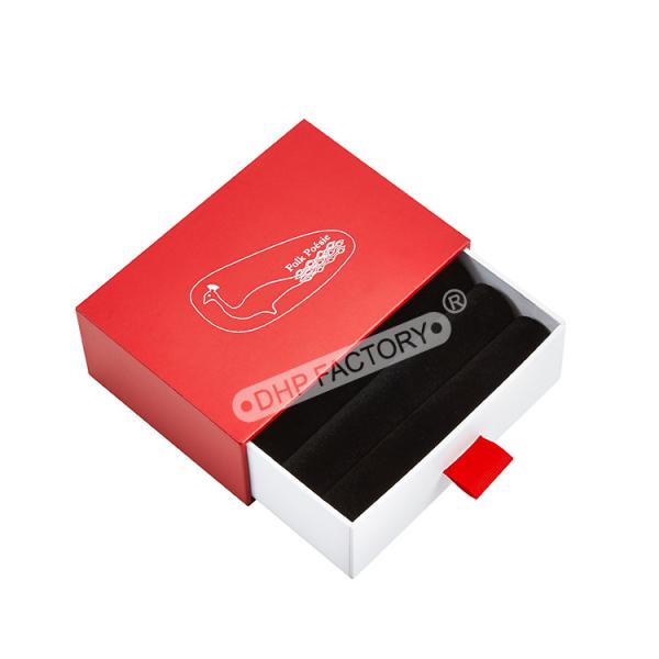 Boîte à tiroirs rouge pour parfum de luxe avec poignée, insert EVA et logo foil pour coffret cadeau