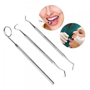 China 3 Pcs Kit Stainless Steel Dental Probe Tweezer And Mouth Mirror With Handle supplier