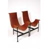 Mid Century Leather Sling Lounge Chair / Modern Contemporary Lounge Chair