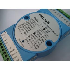 China WAYJUN  8 channels 4-20mA/0-10V to RS232 analog I/O module blue AD Converters 24Bits DIN35 3000VDC isolation supplier
