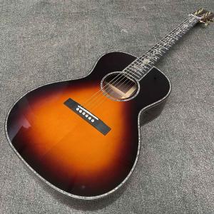 Custom OOO Body 39 inch abalone binding sunburst color solid rosewood back side acoustic guitar accept guitar bass OEM