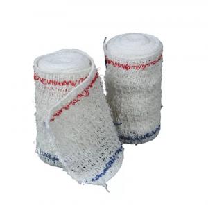 White Color Red Line Cotton Spandex Elastic Crepe Bandage With Clips