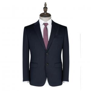 Men's Fashion Business Suit in Blue Woolen with Single Breasted Jacket and Trousers