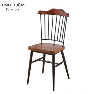 euro style Nordic Dining Chair Retro Solid Wood High Back Metal Bar 85cm