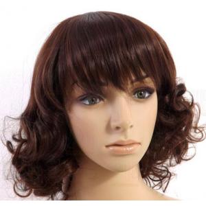 Short Curly Synthetic Hair Wigs , 6A Synthetic Curly Wigs Darker Brown