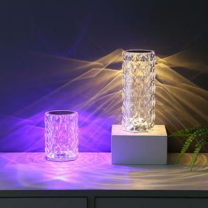 Cylindrical Crystal Table Lamp USB charge LED Ambient desk night lamp touch control 16 colors Atmosphere Rose LED Crystal  lamp
