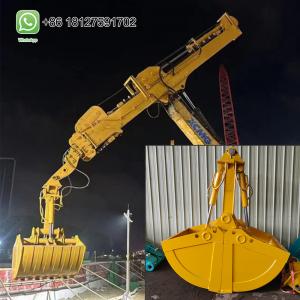 Excavator Telescopic Arm With Clamshell Bucket 0.3cbm For Loading Bulk Cargoes