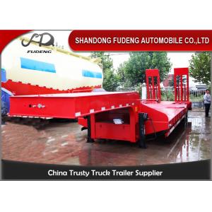 China Custom Low Bed Trailer Transporter , Tri Axle 80 Ton Gooseneck Low Bed Trailer supplier
