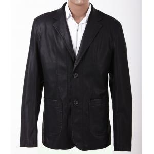 China Customized Two side pockets Fashionable and Trendy, Black and Classic Mens Leather Suits supplier