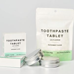 China Adultes 60 comprimés de dentifrice à croquer avec fluorure, saveur menthe poivrée, logo OEM wholesale