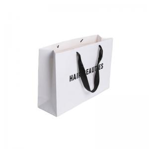 Ribbon Handle Ivory Board Paper Bags With Custom Logo For Handmade Clothing Packaging
