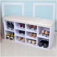 China Melamine MDF Wooden Grid 100cm Width Entryway Shoe Bench on sale