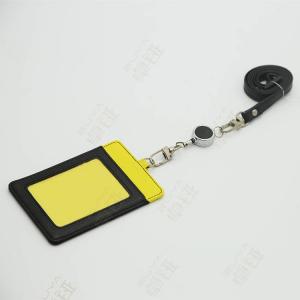 Retractable Lanyard ID Card Badge Holder 11x7.5CM Genuine Leather