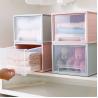 Pink Stackable Storage Shoe Boxes Fabric Plastic Drawer Organizer