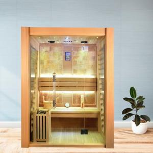 China 3 Person Size Indoor Hemlock Wood Steam Sauna Room With Electric Heater supplier