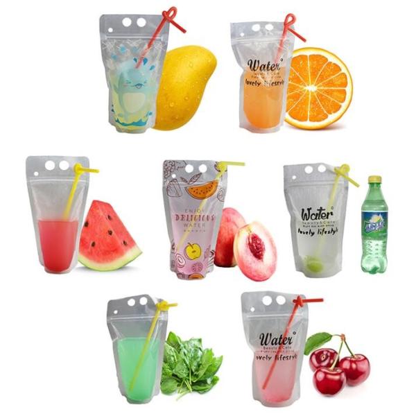 China o suco claro eco-amigável biodegradável de FDA selou beber plástico do zíper à mão reclosable translúcido dos malotes da bebida supplier