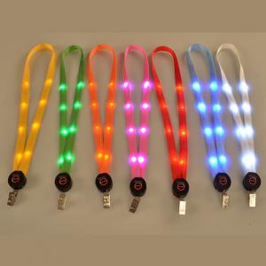 LED Lanyards Hold ID Badge Light Up LED Flashing Lanyard necklaces are great for trade show logo printed lanyards