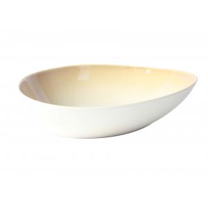China Handmade 20cm Ceramic Salad Bowl With Beige Reactive Color Dercoration supplier