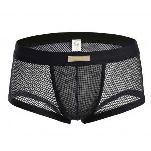 China Mens Sexy Boxer Shorts Xl See Through Mesh Waistband Briefs Club Wear Customized Waistband Boxer Briefs supplier