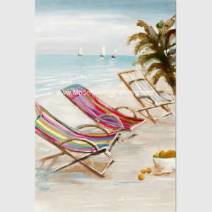 China Bright Seascape Oil Paintings On Canvas Seaside Beach 60 Cm X 90 Cm supplier