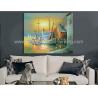 China Sailling Boats Oil Painting Harbor , Modern Sunset Landscape Painting wholesale