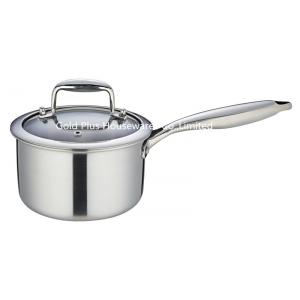 16cm New style stainless steel mini saucepan with glass lid natural color quick hot milk pot with one handle