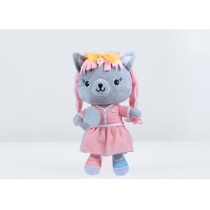 China 30 cm kawaii pink Japanese style circular fan huggable cat plush toy with quality checking supplier