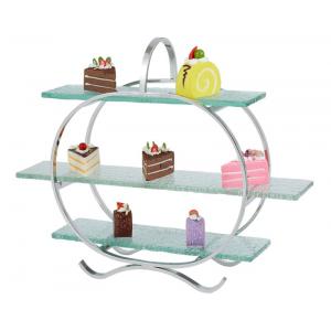 China 3 - Layer Glass Cake Display Stand with Platters Decorating for Banquet Serving Buffet supplier