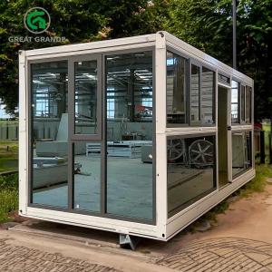 China Customized Glass Prefab Folding Container House Temporary Accommodation Resort supplier