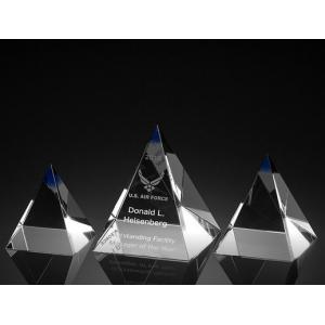 indigo pyramid crystal award/2d/3d laser engraving crystal triangle crystal award/trophy
