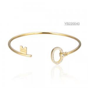 Saya Stainless Steel Designer Jewelry Key Lock Rhinestone 18k Gold Love Bracelet
