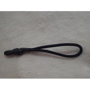 China Black Zipper Puller With Nylon Cord With Rubber Ending For Garment , Bag supplier