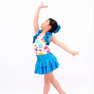 2 In 1 Jazz Tap Costumes Cercle Confetti Bodice Ruflle Halter Neck Leotard Tiered Skirt Outfit