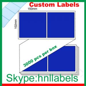 China Thermal Transfer Labels 102X150/1 Blue Trans Fanfold Permanent, 3,000 per box supplier