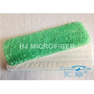 China 3 - 5 Micrometer Dust Microfiber Wet Mop Pads Green 100% Polyester supplier