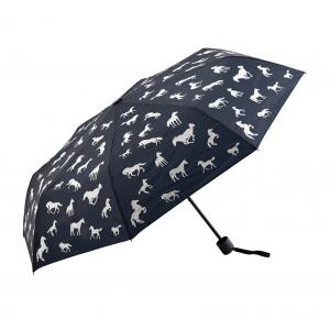 Silkscreen Storm Proof Fold Away Umbrella Anti Sun Rays Black Metal Frame / Shaft