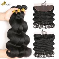 China Ladies Remy Human Hair Extensions Bundles 100% Brazilian With Lace Frontal Closure on sale