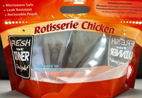 Hot Deli bag Chicken stand up pouch bag, matt transparent frozen chicken BOPP