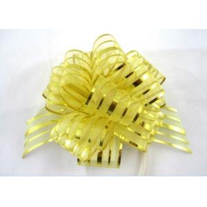 China Yellow Blue Pink Pom Pom Pull Bow , Organza Striped Ribbons with Long Tulle Tails supplier