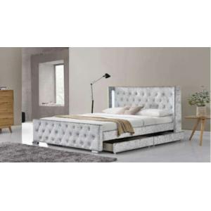 China Royal Queen Size Upholstered Storage Bed Tufted Buttons With Four Drawers supplier