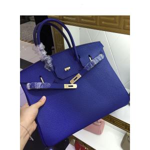 China hot sell 30cm 35cm high quality blue women handbags litchi leather fashion handbags classic designer handbags L-RB1-15 supplier