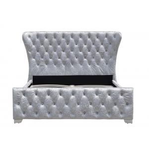 Customizable Crushed Velvet King Home Furniture Bed Frame With Buttons