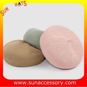 L18001 New design hot sale summer Knitted beret hats for ladies ,Fashion Summer beret caps for girls OEM and ODM cap