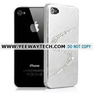 China O teste padrão do cristal de rocha S galvanizou a tampa dura para o iPhone 4S - prata do caso supplier