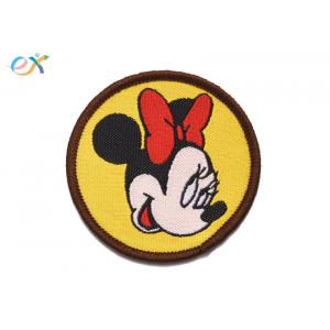 China Mickey Mouse Custom Woven Patches Polyester Background For Clothing Logo supplier
