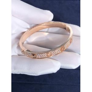 Elegant Gorgeous Factory Made Car Tier 18k Yellow/White/Rose Gold And Natural Diamonds LOVE Bracelet, Diamond-Paved