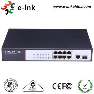 China Fast Speed 8 Port Gigabit Ethernet POE Switch For IP Cameras 25.5W SFP Fiber Port supplier