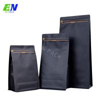 China Black Kraft Paper Flat Bottom Pouch 250g Eco Friendly Coffee Pouch With Zip Lock on sale