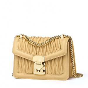 Pleated Cowhide Bags Real Leather Cross-body Bag for Lady Flap Bags with Lock