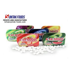15g Sweet Confectionery Slide Tin Box Candy / Xylitol Mints For Fresh Breath